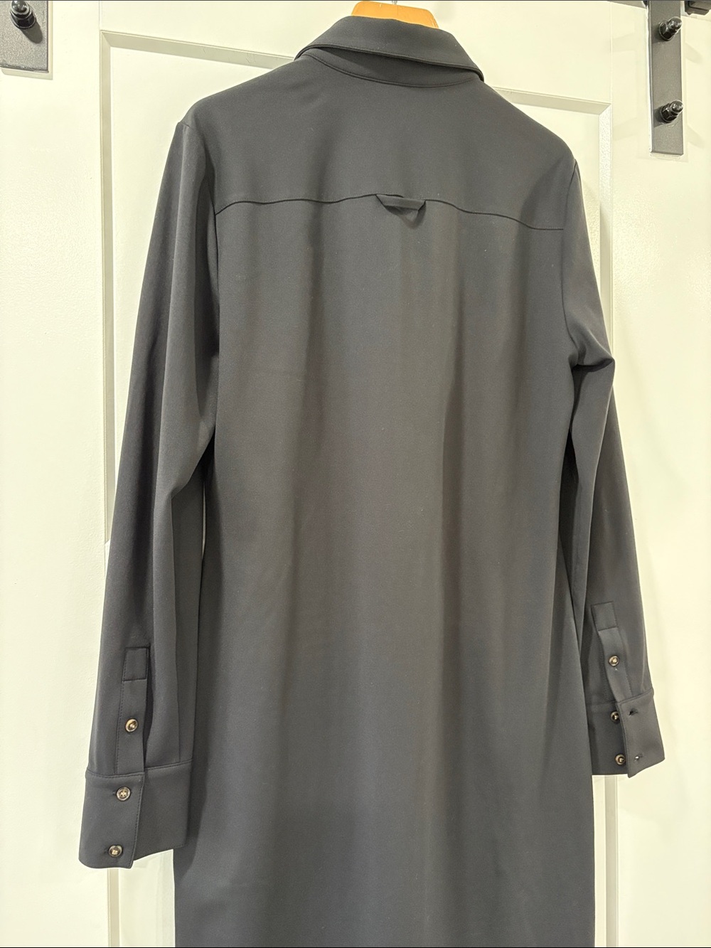 Ann Taylor Black Knit Long-Sleeve Collared Polo Shirt Dress Size Medium - Picture 10 of 13